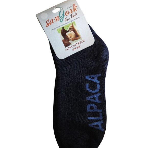ALPACA HIGH GRADE FLEECE ANKLE SOCKS FROM PERU UNISEX NAVY AND BLUE NWT - Picture 1 of 5